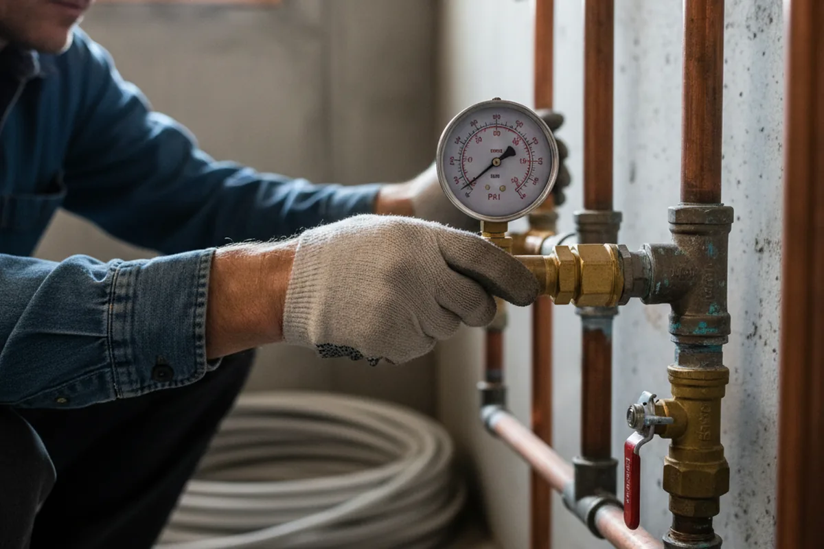 Pressure testing a repaired line during Water Line Repair in Carbon Hill